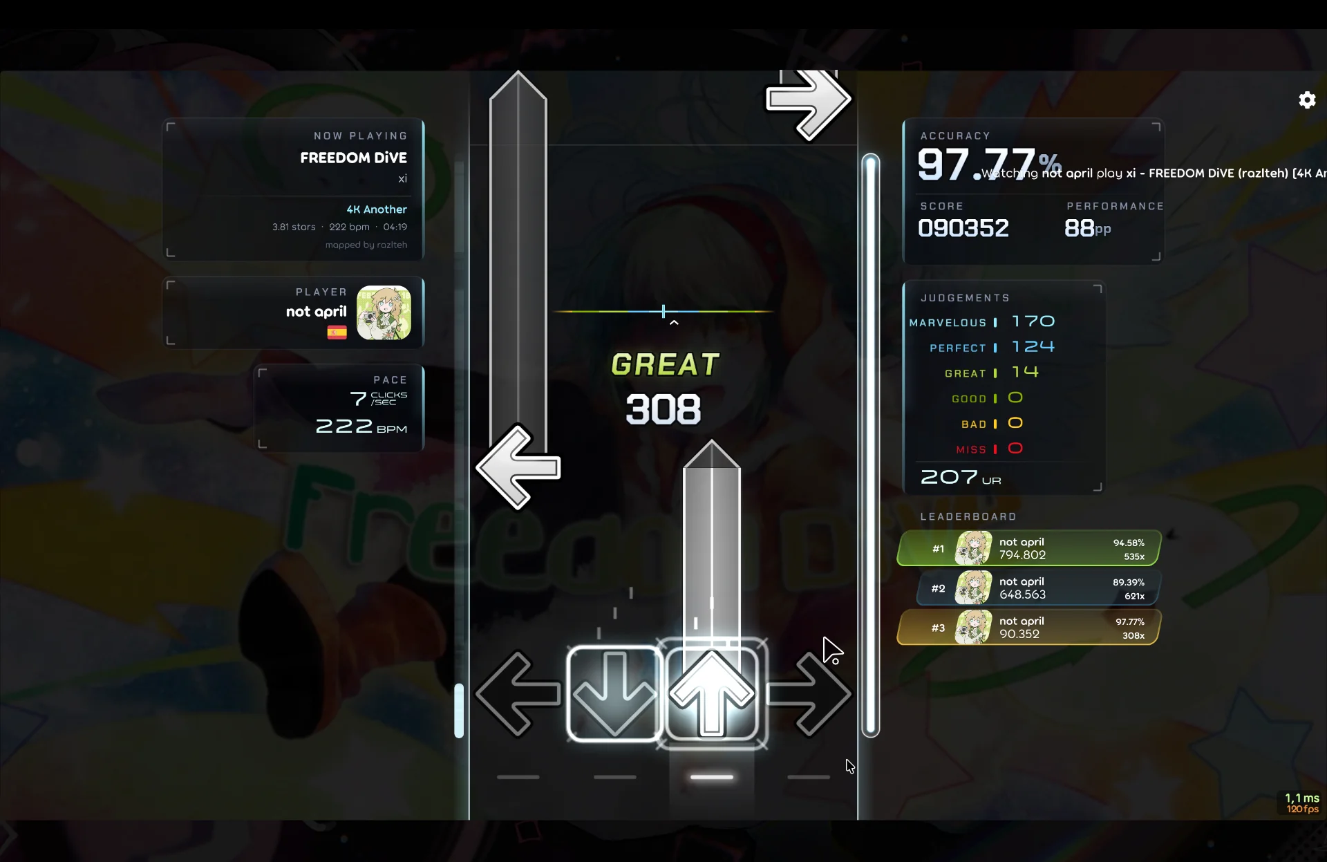 PRISM // arrow (simple ends) (for osu!lazer) - Mania Tracker