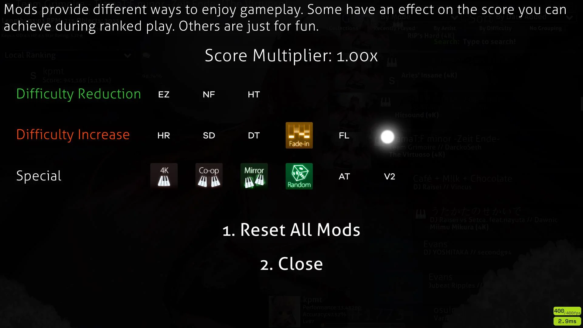 mod selection